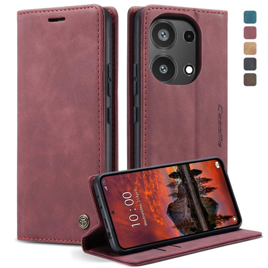 For Xiaomi Redmi Note 13 Pro 4G CaseMe 013 Multifunctional Horizontal Flip Leather Phone Case(Wine Red) - Xiaomi Cases by CaseMe | Online Shopping UK | buy2fix