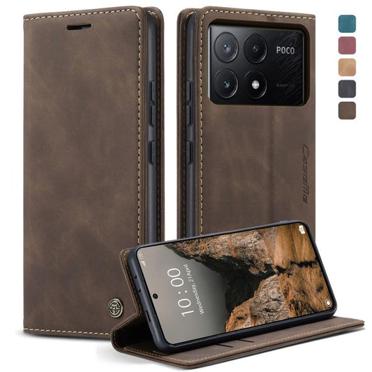 For Xiaomi Poco X6 Pro CaseMe 013 Multifunctional Horizontal Flip Leather Phone Case(Coffee) - Xiaomi Cases by CaseMe | Online Shopping UK | buy2fix