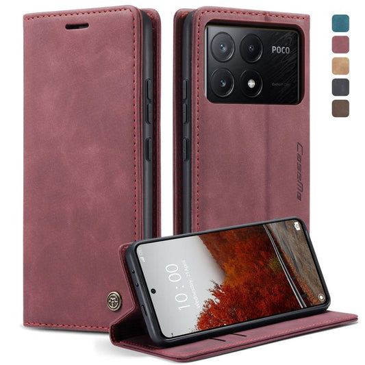 For Xiaomi Poco X6 Pro CaseMe 013 Multifunctional Horizontal Flip Leather Phone Case(Wine Red) - Xiaomi Cases by CaseMe | Online Shopping UK | buy2fix