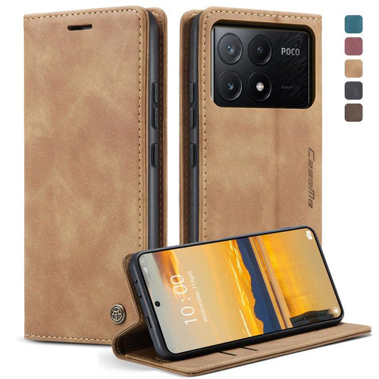 For Xiaomi Poco X6 Pro CaseMe 013 Multifunctional Horizontal Flip Leather Phone Case(Brown) - Xiaomi Cases by CaseMe | Online Shopping UK | buy2fix