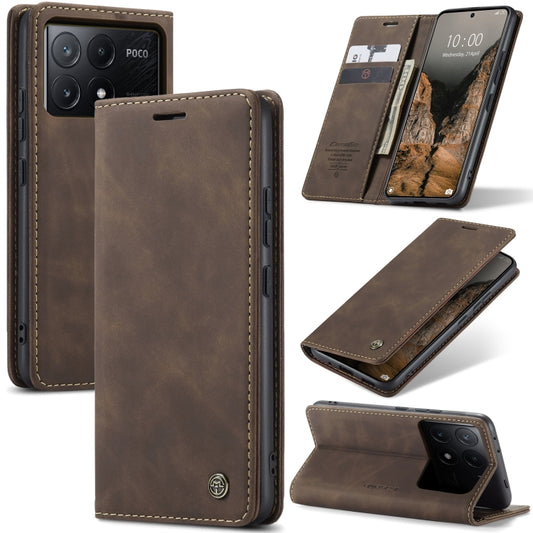 For Xiaomi Redmi K70E 5G CaseMe 013 Multifunctional Horizontal Flip Leather Phone Case(Coffee) - Xiaomi Cases by CaseMe | Online Shopping UK | buy2fix