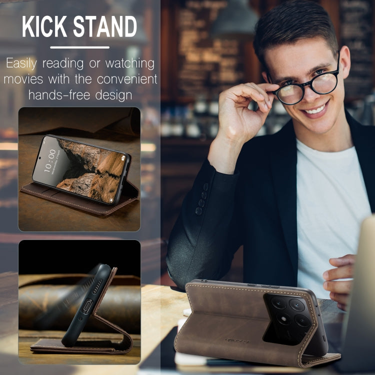 For Xiaomi Redmi K70E 5G CaseMe 013 Multifunctional Horizontal Flip Leather Phone Case(Coffee) - Xiaomi Cases by CaseMe | Online Shopping UK | buy2fix