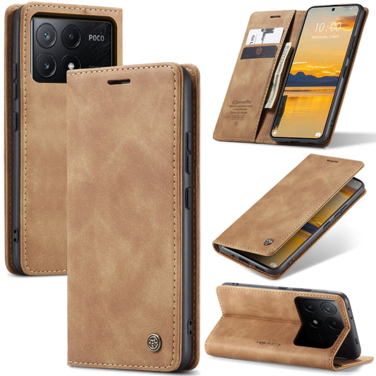 For Xiaomi Redmi K70E 5G CaseMe 013 Multifunctional Horizontal Flip Leather Phone Case(Brown) - Xiaomi Cases by CaseMe | Online Shopping UK | buy2fix