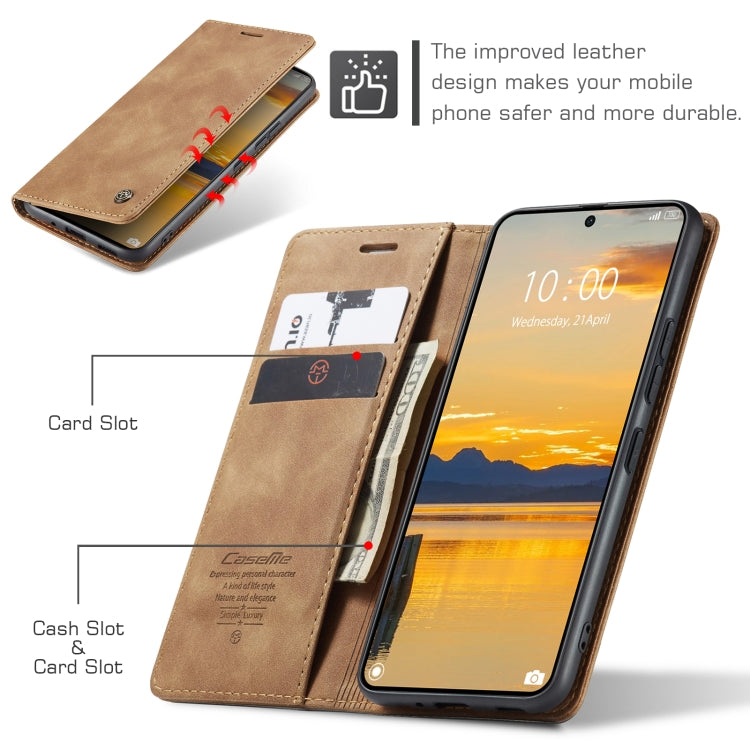 For Xiaomi Redmi K70E 5G CaseMe 013 Multifunctional Horizontal Flip Leather Phone Case(Brown) - Xiaomi Cases by CaseMe | Online Shopping UK | buy2fix