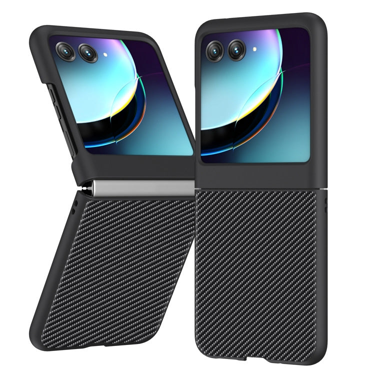 For Motorola Razr 40 Ultra Ultra-thin Carbon Fiber Texture Printing Phone Case(Black) by buy2fix