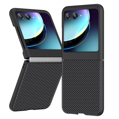 For Motorola Razr 40 Ultra Ultra-thin Carbon Fiber Texture Printing Phone Case(Black) by buy2fix