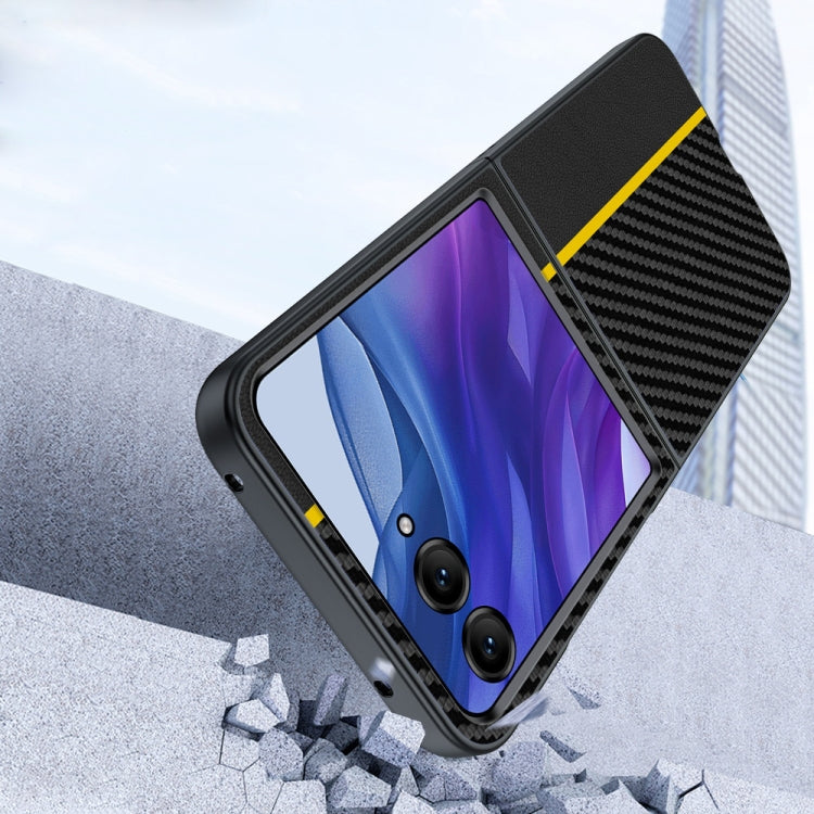 For Motorola Razr 50 Ultra Ultra-thin Carbon Fiber Texture Printing Phone Case(Gold) by buy2fix