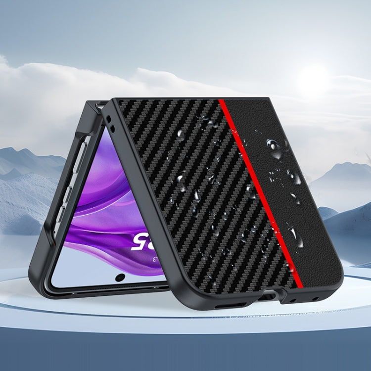 For Motorola Razr 50 Ultra Ultra-thin Carbon Fiber Texture Printing Phone Case(Black Yellow) by buy2fix