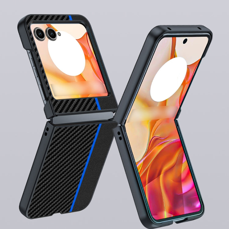 For Motorola Razr 50 / Razr 60 Ultra-thin Carbon Fiber Texture Printing Phone Case(Black Yellow) by buy2fix