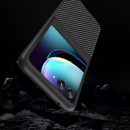 For Motorola Razr 40 Ultra Ultra-thin Carbon Fiber Texture Printing Phone Case(Black) by buy2fix