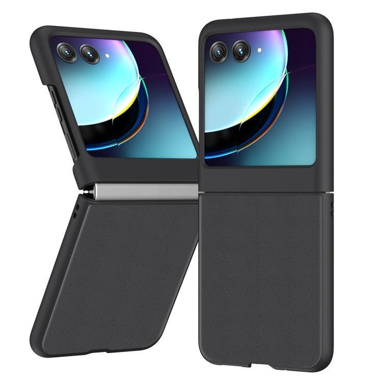 For Motorola Razr 40 Ultra Ultra-thin Plain Skin Leather Phone Case(Black) by buy2fix