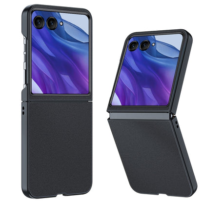 For Motorola Razr 50 Ultra Ultra-thin Plain Skin Leather Phone Case(Black) by buy2fix