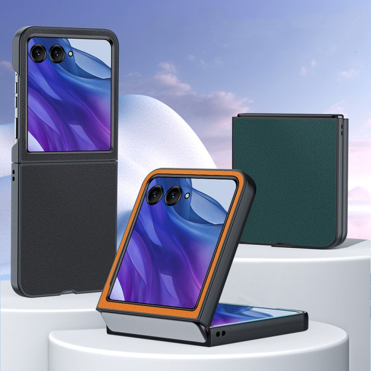 For Motorola Razr 50 Ultra Ultra-thin Plain Skin Leather Phone Case(Black) by buy2fix