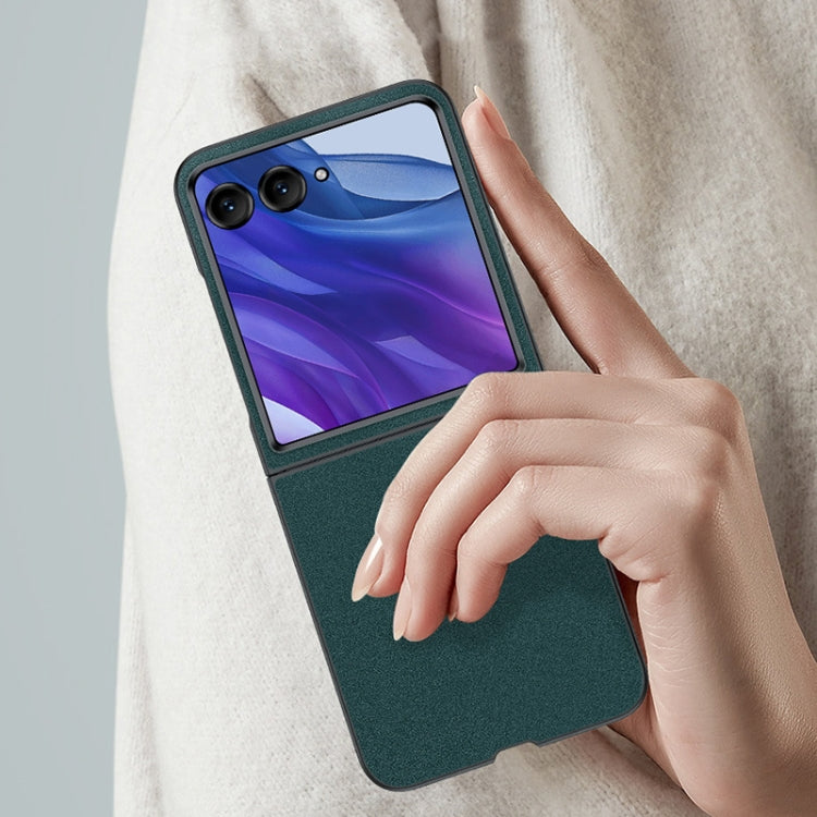 For Motorola Razr 50 Ultra Ultra-thin Plain Skin Leather Phone Case(Black) by buy2fix