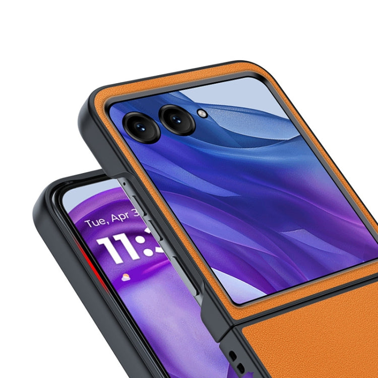 For Motorola Razr 50 Ultra Ultra-thin Plain Skin Leather Phone Case(Black) by buy2fix