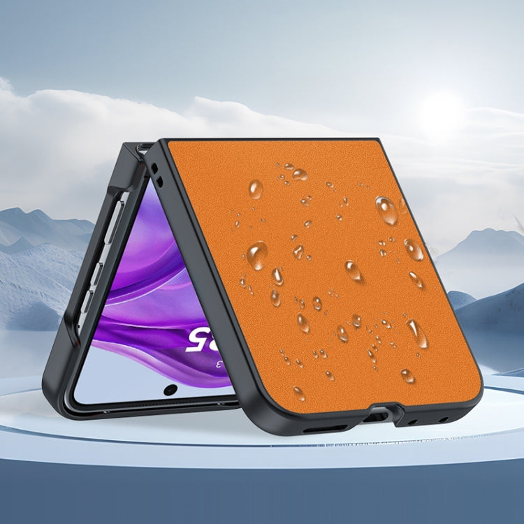 For Motorola Razr 50 Ultra Ultra-thin Plain Skin Leather Phone Case(Orange) by buy2fix