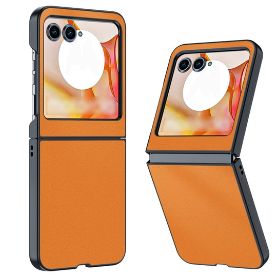 For Motorola Razr 50 / Razr 60 Ultra-thin Plain Skin Leather Phone Case(Orange)