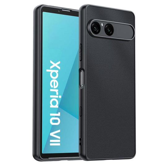 For Sony Xperia 10 VII Ultra-thin Plain Skin Leather Phone Case(Black)