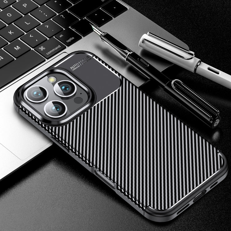 For iPhone 16 Pro Max Carbon Fiber Texture Shockproof TPU Phone Case(Black) by buy2fix