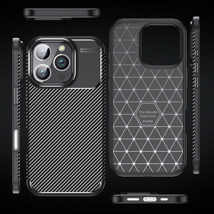 For iPhone 16 Pro Max Carbon Fiber Texture Shockproof TPU Phone Case(Black) by buy2fix