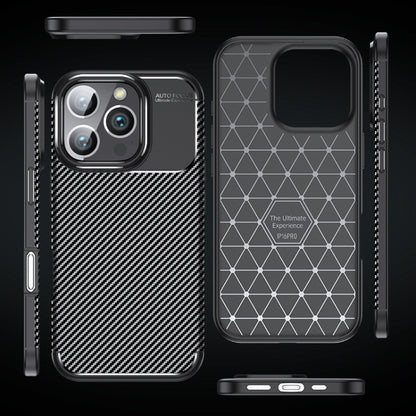For iPhone 16 Pro Max Carbon Fiber Texture Shockproof TPU Phone Case(Black) by buy2fix