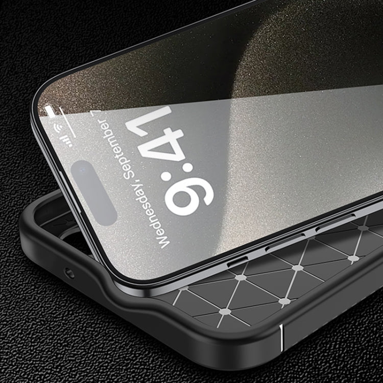 For iPhone 16 Pro Max Carbon Fiber Texture Shockproof TPU Phone Case(Black) by buy2fix