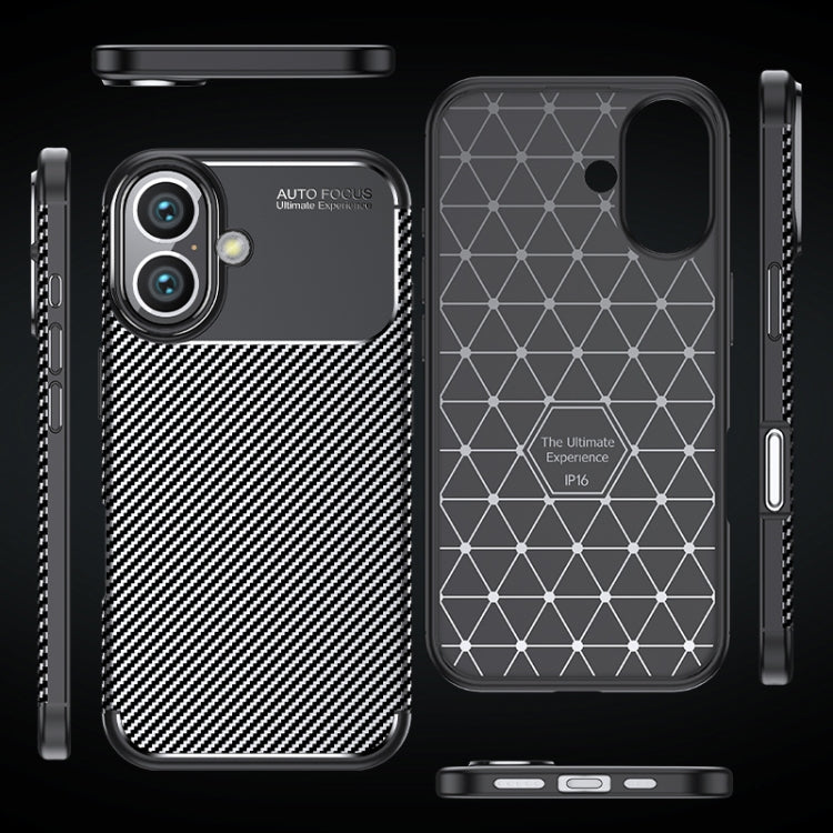 For iPhone 16 Plus Carbon Fiber Texture Shockproof TPU Phone Case(Black) by buy2fix