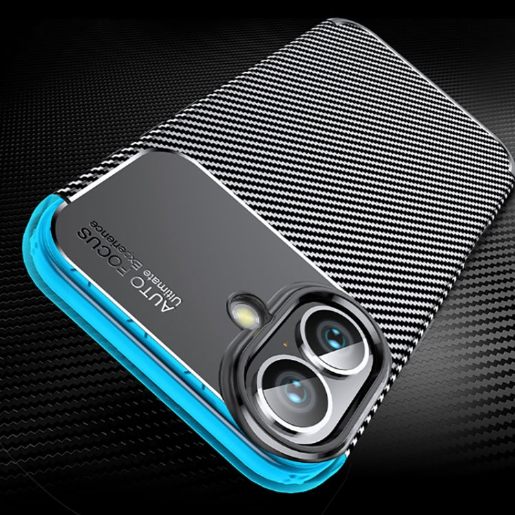 For iPhone 16 Plus Carbon Fiber Texture Shockproof TPU Phone Case(Black) by buy2fix