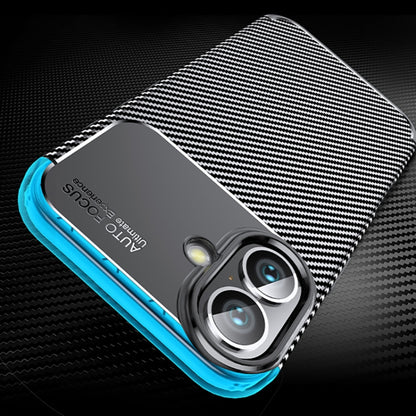 For iPhone 16 Plus Carbon Fiber Texture Shockproof TPU Phone Case(Black) by buy2fix