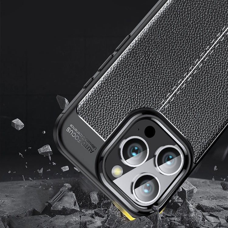 For iPhone 16 Pro Litchi Texture Shockproof TPU Phone Case(Black) by buy2fix