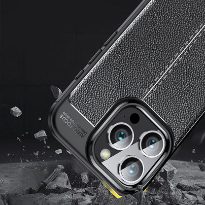 For iPhone 16 Pro Litchi Texture Shockproof TPU Phone Case(Blue) by buy2fix