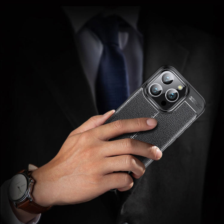 For iPhone 16 Pro Litchi Texture Shockproof TPU Phone Case(Blue) by buy2fix