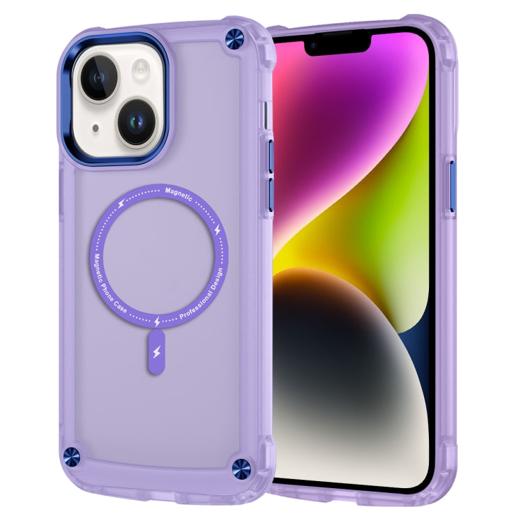 For iPhone 14 Skin Feel TPU + PC MagSafe Magnetic Phone Case(Transparent Purple) by buy2fix