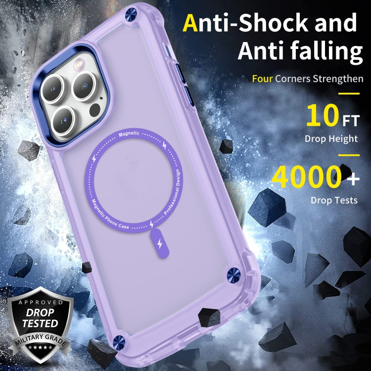 For iPhone 14 Skin Feel TPU + PC MagSafe Magnetic Phone Case(Transparent Purple) by buy2fix