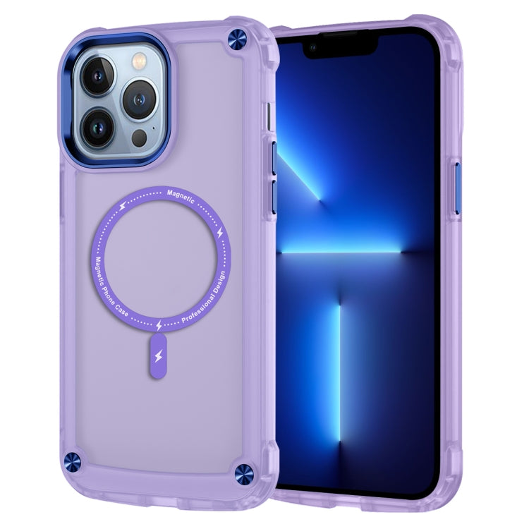 For iPhone 13 Pro Skin Feel TPU + PC MagSafe Magnetic Phone Case(Transparent Purple) by buy2fix