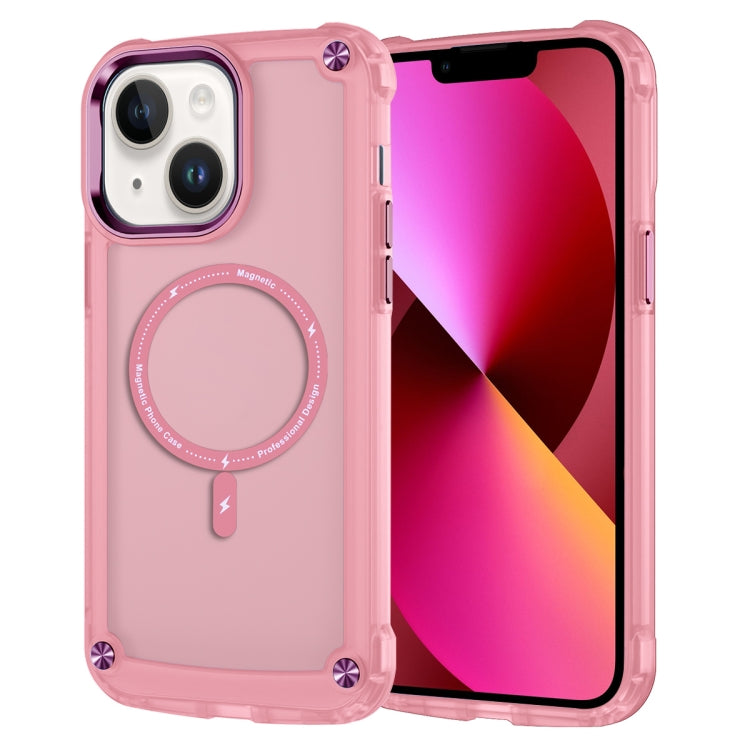 For iPhone 13 Skin Feel TPU + PC MagSafe Magnetic Phone Case(Transparent Pink) by buy2fix