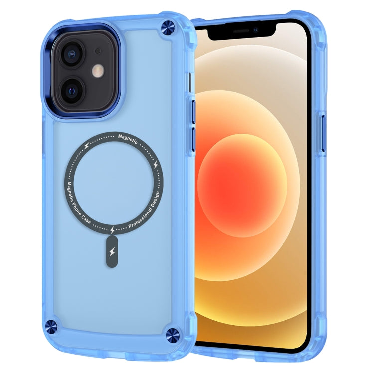 For iPhone 12 / 12 Pro Skin Feel TPU + PC MagSafe Magnetic Phone Case(Transparent Blue) by buy2fix