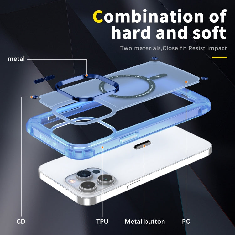 For iPhone 12 / 12 Pro Skin Feel TPU + PC MagSafe Magnetic Phone Case(Transparent Blue) by buy2fix
