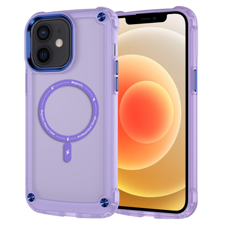 For iPhone 12 / 12 Pro Skin Feel TPU + PC MagSafe Magnetic Phone Case(Transparent Purple) by buy2fix