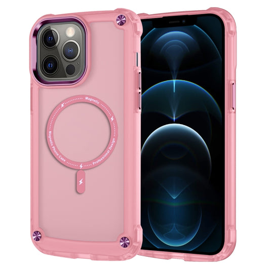 For iPhone 12 Pro Max Skin Feel TPU + PC MagSafe Magnetic Phone Case(Transparent Pink) by buy2fix