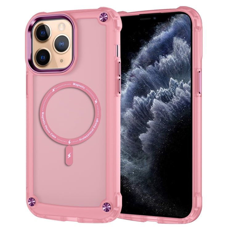 For iPhone 11 Pro Max Skin Feel TPU + PC MagSafe Magnetic Phone Case(Transparent Pink) by buy2fix