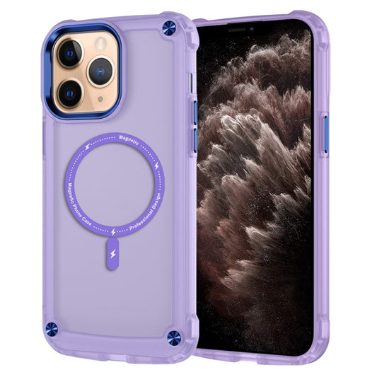 For iPhone 11 Pro Skin Feel TPU + PC MagSafe Magnetic Phone Case(Transparent Purple) by buy2fix