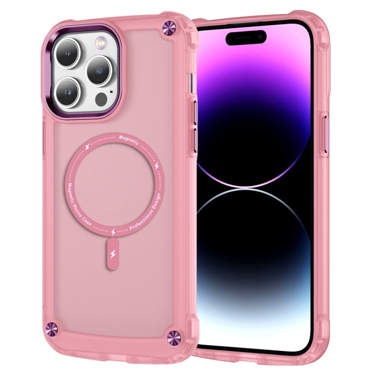 For iPhone 16 Pro Max Skin Feel TPU + PC MagSafe Magnetic Phone Case(Transparent Pink) by buy2fix