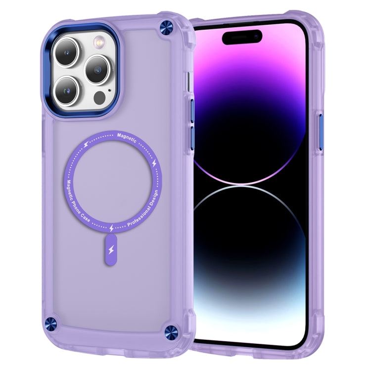 For iPhone 16 Pro Max Skin Feel TPU + PC MagSafe Magnetic Phone Case(Transparent Purple) by buy2fix