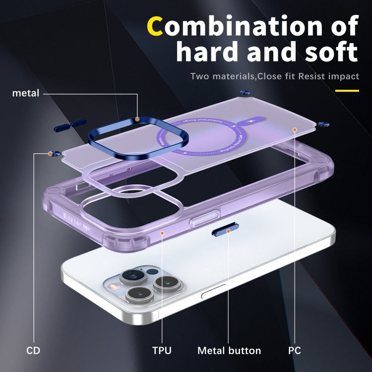 For iPhone 16 Pro Max Skin Feel TPU + PC MagSafe Magnetic Phone Case(Transparent Purple) by buy2fix