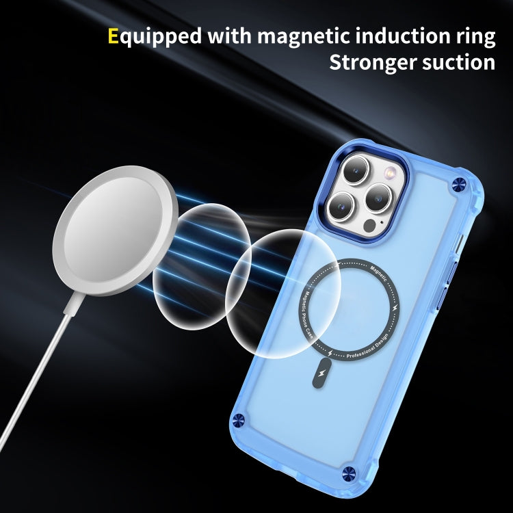 For iPhone 16 Pro Skin Feel TPU + PC MagSafe Magnetic Phone Case(Transparent Blue) by buy2fix