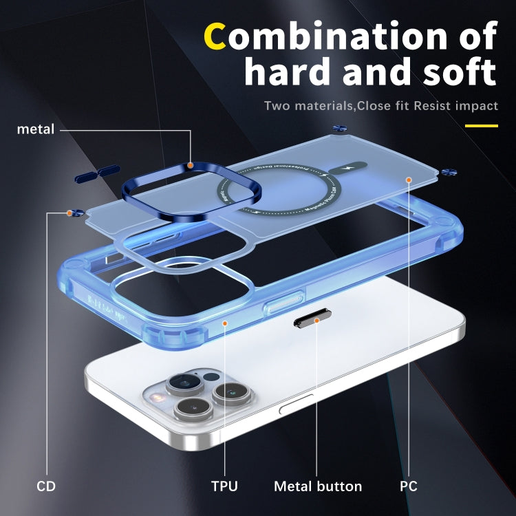 For iPhone 16 Pro Skin Feel TPU + PC MagSafe Magnetic Phone Case(Transparent Blue) by buy2fix