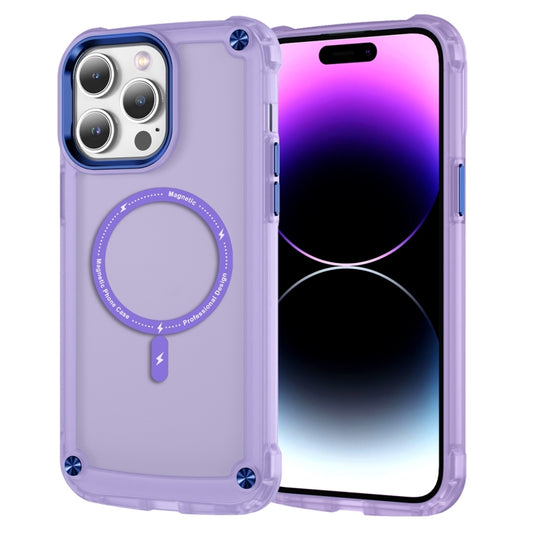 For iPhone 16 Pro Skin Feel TPU + PC MagSafe Magnetic Phone Case(Transparent Purple) by buy2fix