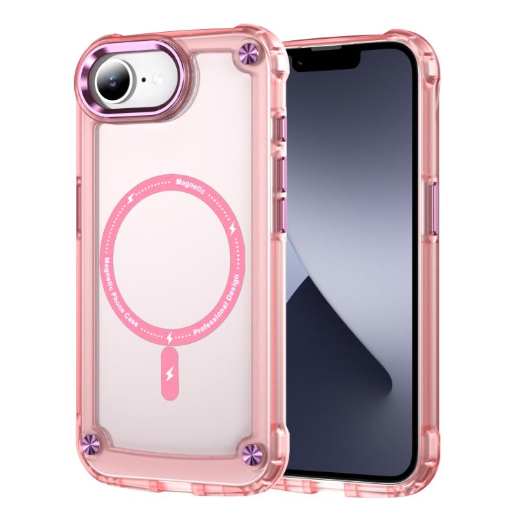 For iPhone 16e Skin Feel TPU + PC MagSafe Magnetic Phone Case(Transparent Pink) - iPhone 16e Cases by buy2fix | Online Shopping UK | buy2fix