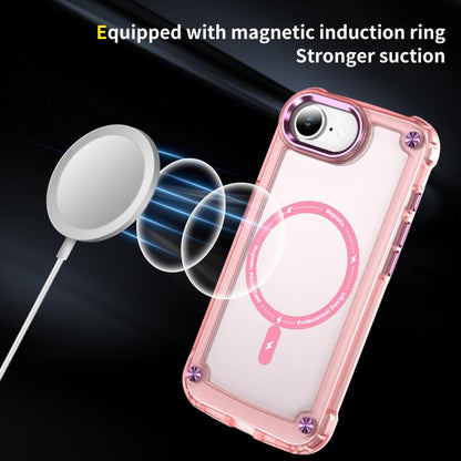 For iPhone 16e Skin Feel TPU + PC MagSafe Magnetic Phone Case(Transparent Pink) - iPhone 16e Cases by buy2fix | Online Shopping UK | buy2fix